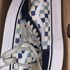 Blue and White checkered vans